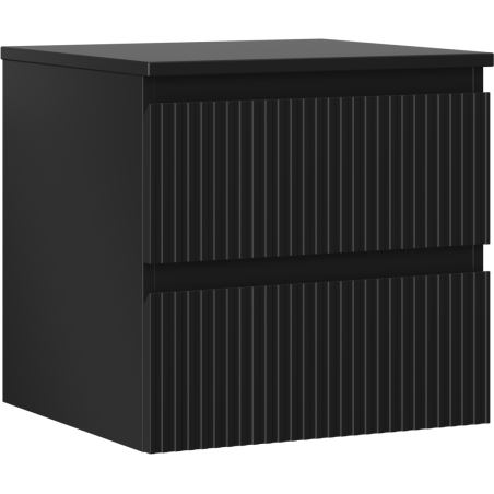 Mexen Rivel vonios kambario spintelė po kriaukle, 50 cm, su stalviršiu, 2 stalčiai, rievuota, matinė juoda