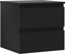 Mexen Rivel vonios kambario spintelė po kriaukle, 50 cm, su stalviršiu, 2 stalčiai, rievuota, matinė juoda