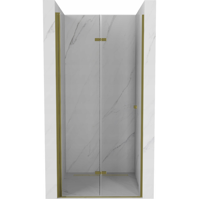 Mexen Lima sulankstomos dušo durys 90 cm, skaidrios, auksinės - 856-090-000-50-00