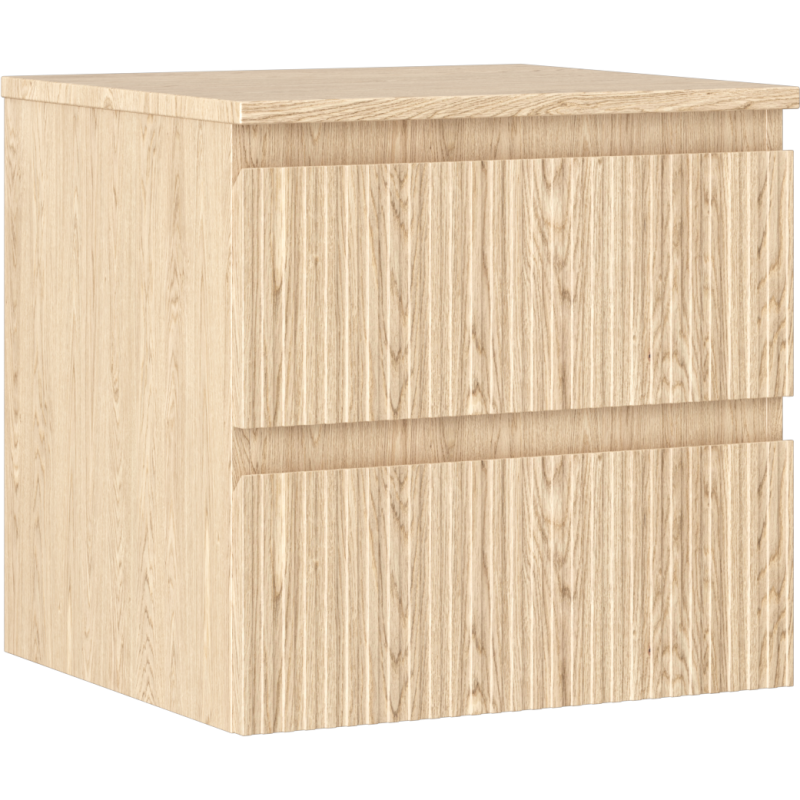 Mexen Rivel vonios spintelė po praustuvu 50 cm su stalviršiu, 2 stalčiais, rifliuota, ąžuolas - 91A20-05047-2-BFFC81