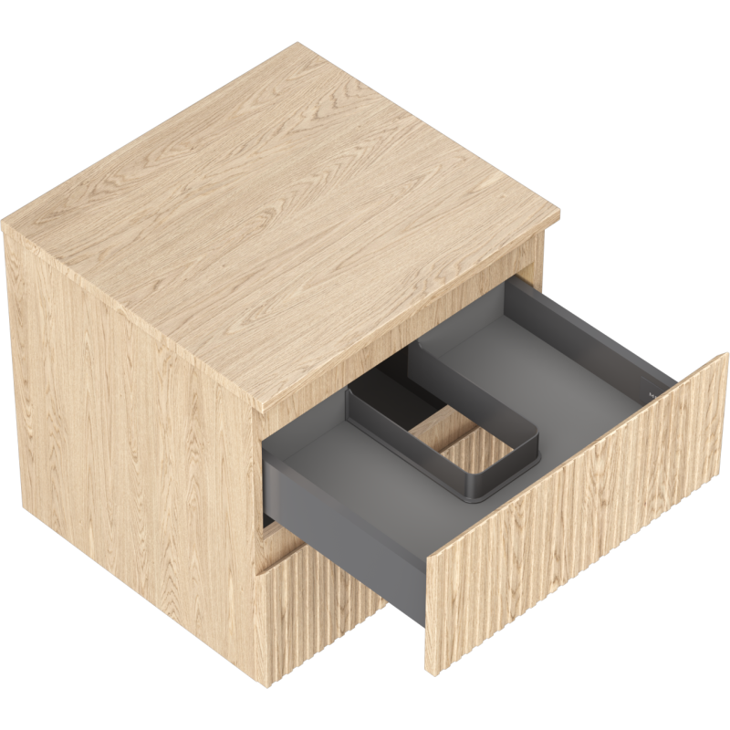 Mexen Rivel vonios spintelė po praustuvu 50 cm su stalviršiu, 2 stalčiais, rifliuota, ąžuolas - 91A20-05047-2-BFFC81