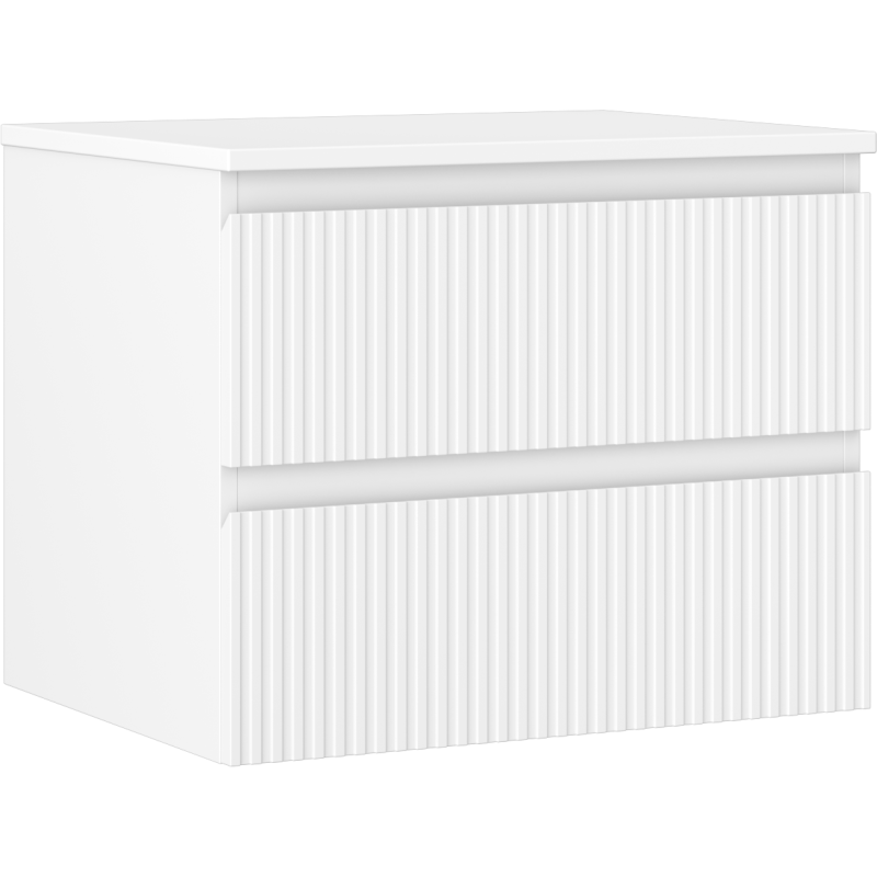 Mexen Rivel vonios spintelė po praustuvu 60 cm su stalviršiu, 2 stalčiai, grioveliai, matinė balta - 91A20-06047-2-BFFC01