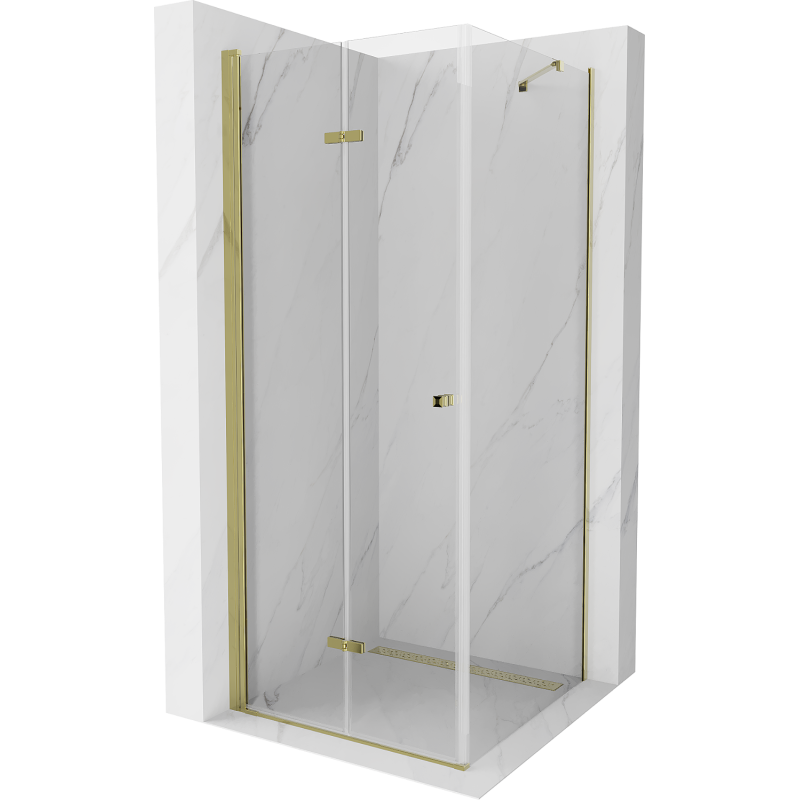 Mexen Lima sulankstoma dušo kabina 70 x 70 cm, Skaidrus, Auksinė - 856-070-070-50-00