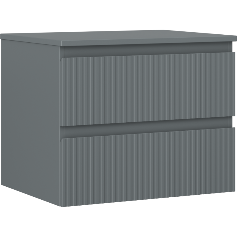 Mexen Rivel 60 cm pločio vonios spintelė po praustuvu su stalviršiu, 2 stalčiais, grioveliais, matinė grafito