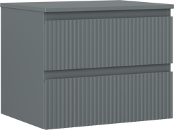 Mexen Rivel 60 cm pločio vonios spintelė po praustuvu su stalviršiu, 2 stalčiais, grioveliais, matinė grafito