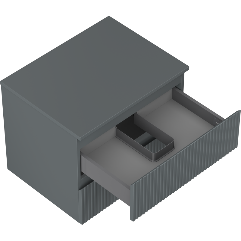 Mexen Rivel 60 cm pločio vonios spintelė po praustuvu su stalviršiu, 2 stalčiais, grioveliais, matinė grafito
