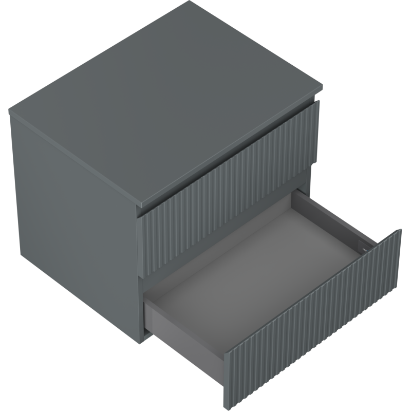 Mexen Rivel 60 cm pločio vonios spintelė po praustuvu su stalviršiu, 2 stalčiais, grioveliais, matinė grafito