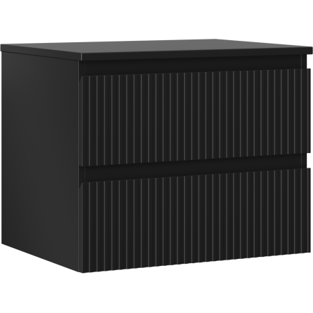 Mexen Rivel vonios kambario spintelė po praustuvu 60 cm su stalviršiu, 2 stalčiai, rifliuota, juoda matinė