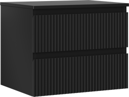 Mexen Rivel vonios kambario spintelė po praustuvu 60 cm su stalviršiu, 2 stalčiai, rifliuota, juoda matinė