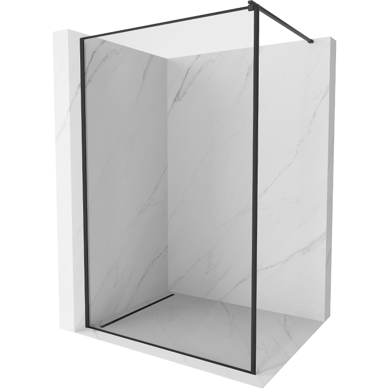 Mexen Kioto dušo siena Walk-in 130 x 200 cm, juodas rėmelis 8 mm, juoda - 800-130-101-70-70