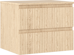 Mexen Rivel vonios kambario spintelė po praustuvu 60 cm su stalviršiu, 2 stalčiai, rifliuota, ąžuolas - 91A20-06047-2-BFFC81