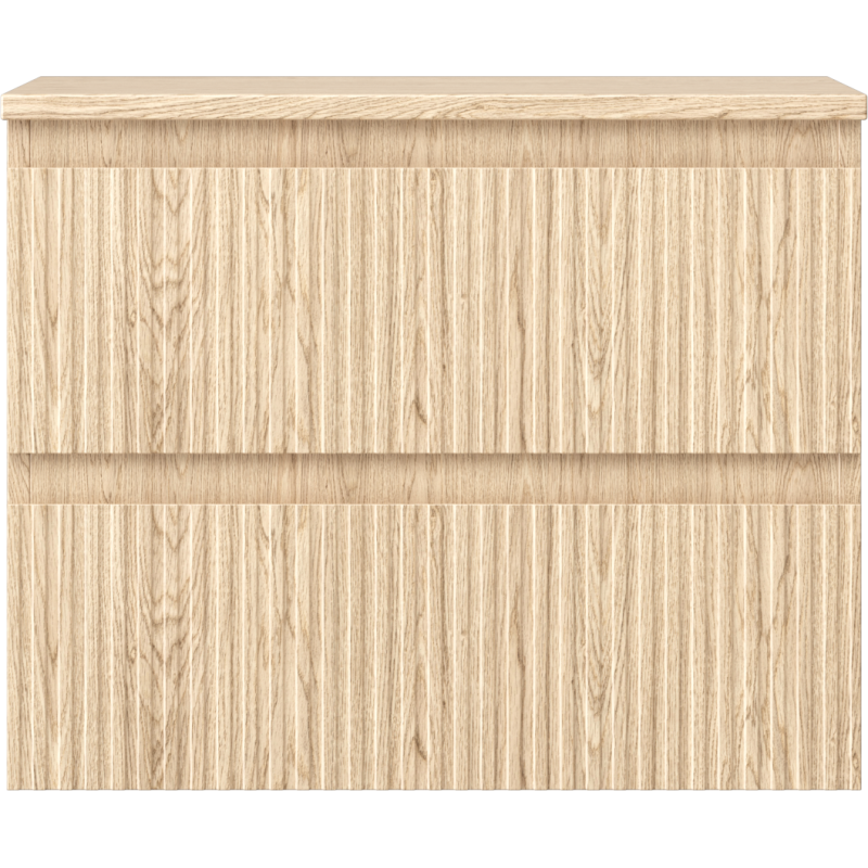 Mexen Rivel vonios kambario spintelė po praustuvu 60 cm su stalviršiu, 2 stalčiai, rifliuota, ąžuolas - 91A20-06047-2-BFFC81