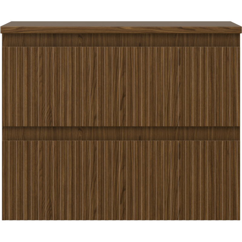 Mexen Rivel vonios kambario spintelė po praustuvu 60 cm su stalviršiu, 2 stalčiai, rifliuota, riešutas - 91A20-06047-2-BFFC86