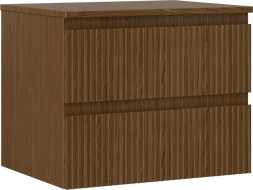 Mexen Rivel vonios kambario spintelė po praustuvu 60 cm su stalviršiu, 2 stalčiai, rifliuota, riešutas - 91A20-06047-2-BFFC86