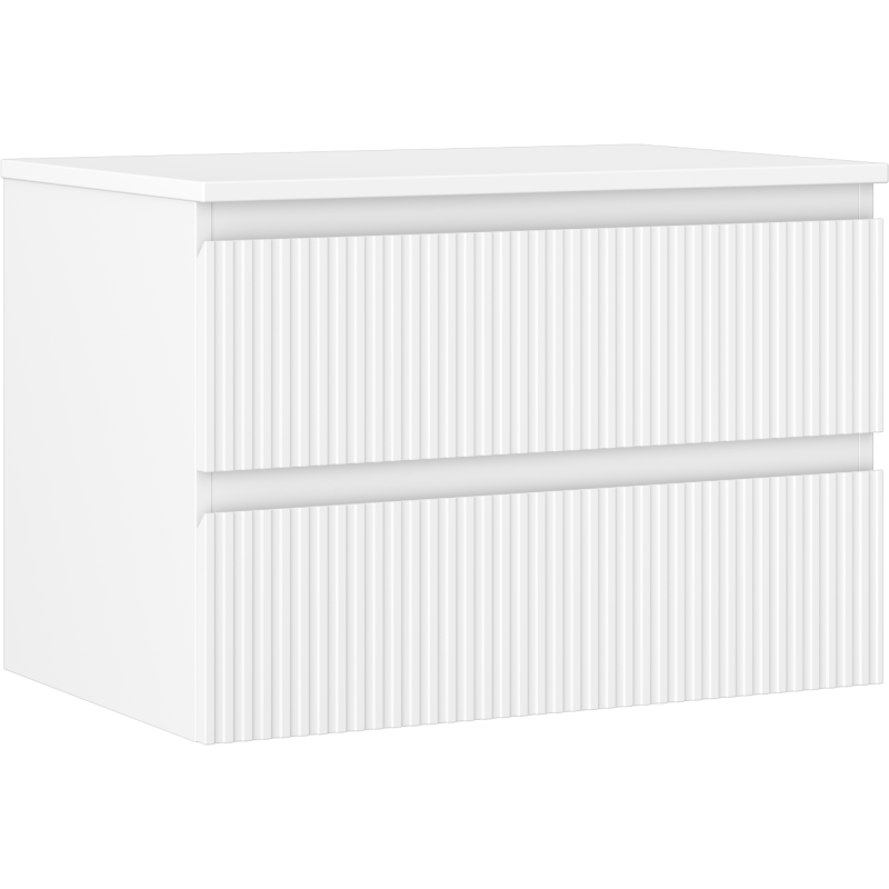 Mexen Rivel vonios spintelė po kriaukle 70 cm su stalviršiu, 2 stalčiai, gofruotas, baltas matinis - 91A20-07047-2-BFFC01