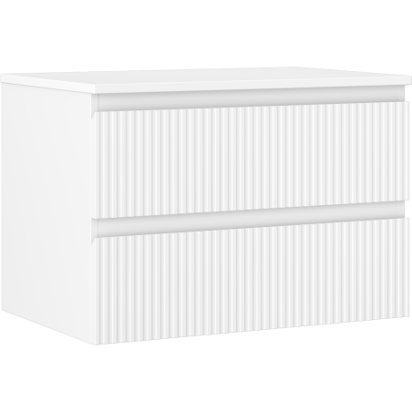 Mexen Rivel vonios spintelė po kriaukle 70 cm su stalviršiu, 2 stalčiai, gofruotas, baltas matinis - 91A20-07047-2-BFFC01