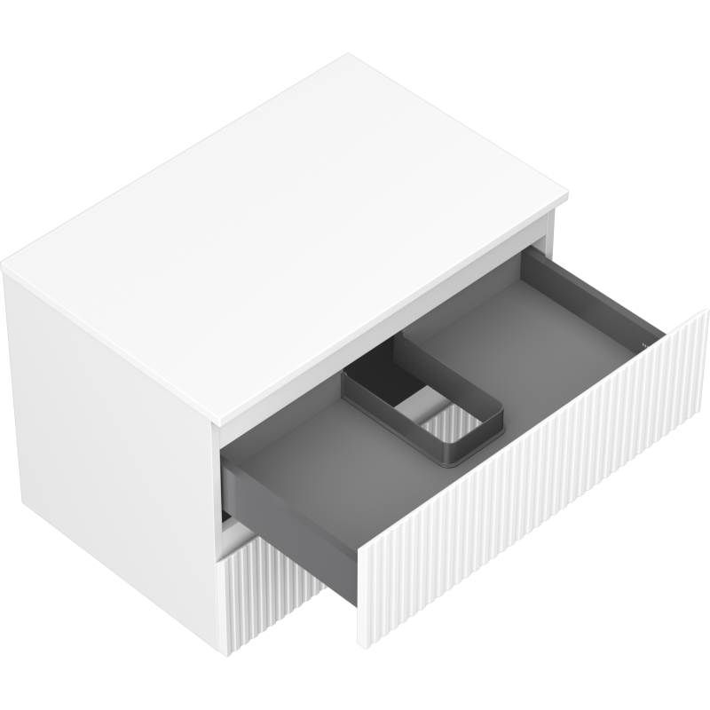 Mexen Rivel vonios spintelė po kriaukle 70 cm su stalviršiu, 2 stalčiai, gofruotas, baltas matinis - 91A20-07047-2-BFFC01
