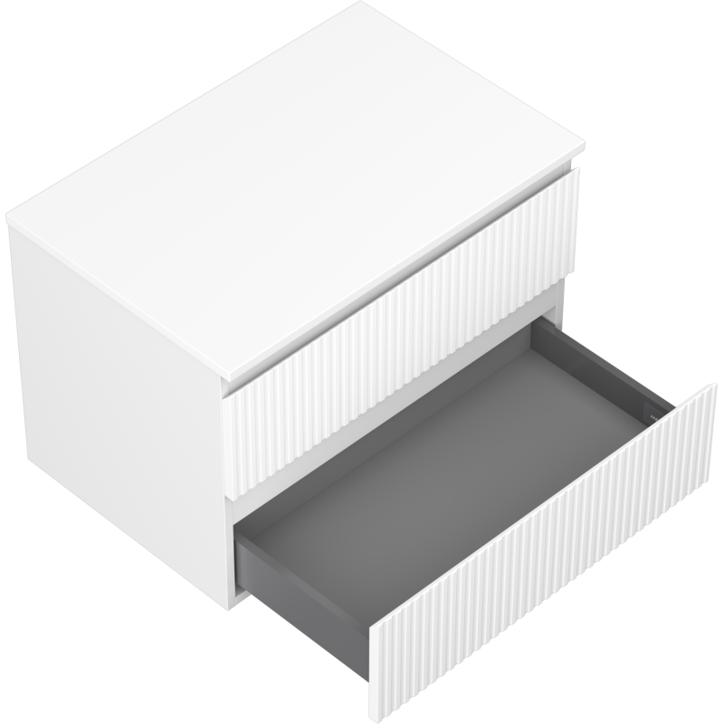 Mexen Rivel vonios spintelė po kriaukle 70 cm su stalviršiu, 2 stalčiai, gofruotas, baltas matinis - 91A20-07047-2-BFFC01