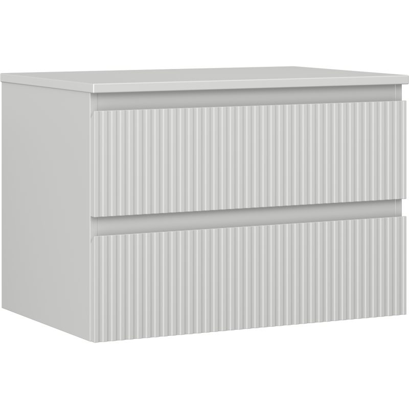 Mexen Rivel vonios spintelė po kriaukle 70 cm su stalviršiu, 2 stalčiai, griovelinė, pilka matinė - 91A20-07047-2-BFFC62