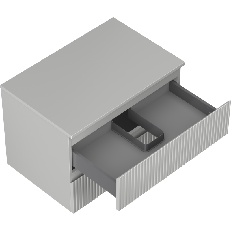 Mexen Rivel vonios spintelė po kriaukle 70 cm su stalviršiu, 2 stalčiai, griovelinė, pilka matinė - 91A20-07047-2-BFFC62