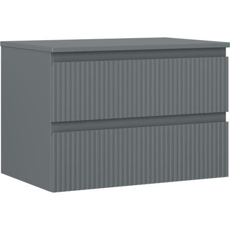 Mexen Rivel vonios kambario spintelė po 70 cm praustuvu su stalviršiu, 2 stalčiai, rumbuota, matinė grafito spalva