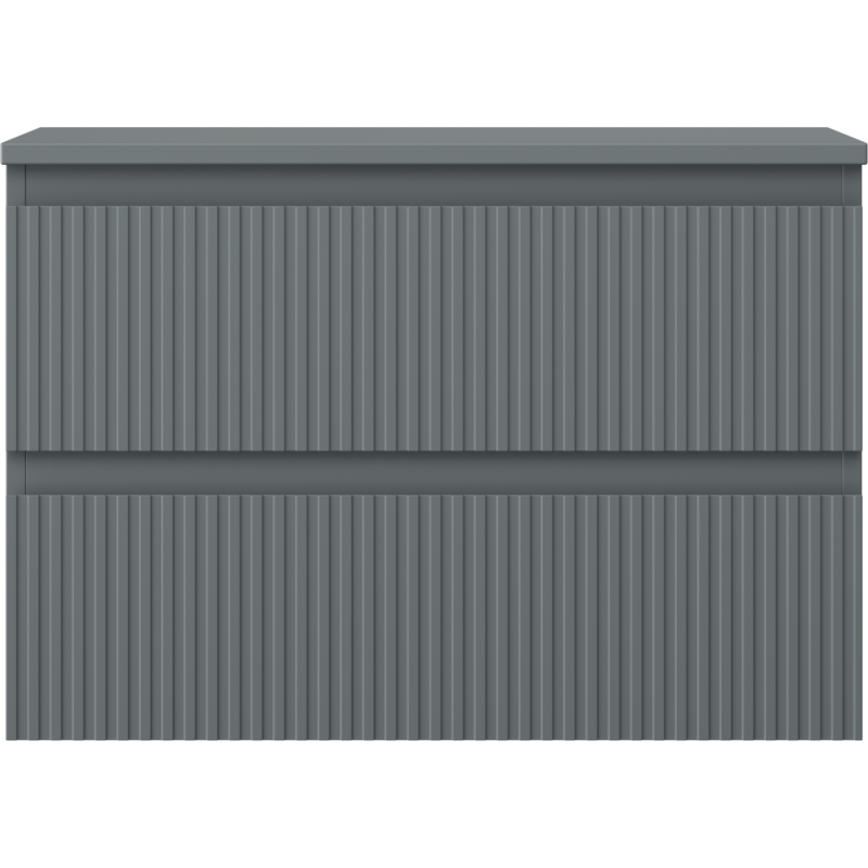 Mexen Rivel vonios kambario spintelė po 70 cm praustuvu su stalviršiu, 2 stalčiai, rumbuota, matinė grafito spalva