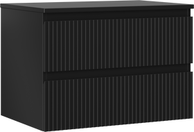 Mexen Rivel vonios spintelė po praustuvu 70 cm su stalviršiu, 2 stalčiai, grioveliuotas, juoda matinė - 91A20-07047-2-BFFC71