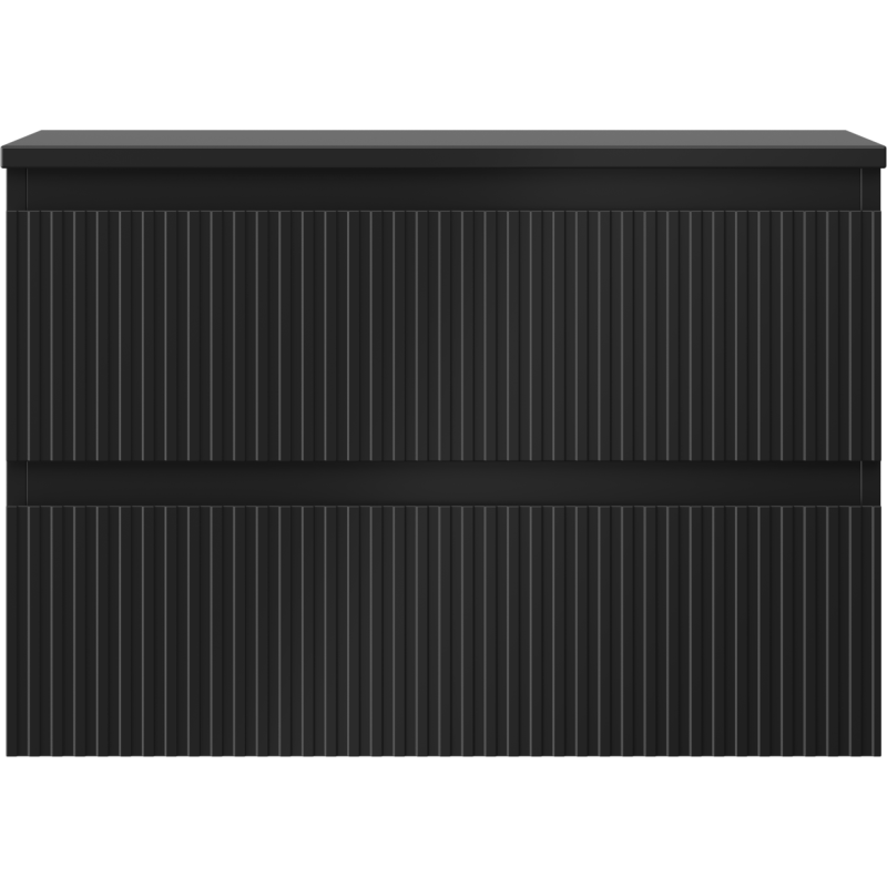 Mexen Rivel vonios spintelė po praustuvu 70 cm su stalviršiu, 2 stalčiai, grioveliuotas, juoda matinė - 91A20-07047-2-BFFC71