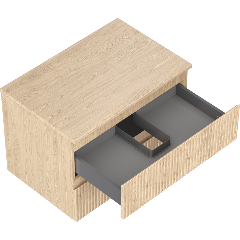 Mexen Rivel vonios spintelė po kriaukle 70 cm su stalviršiu, 2 stalčiai, rifliuotas, ąžuolas - 91A20-07047-2-BFFC81