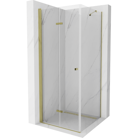 Mexen Lima sulankstoma dušo kabina 90 x 90 cm, skaidri, auksinė - 856-090-090-50-00