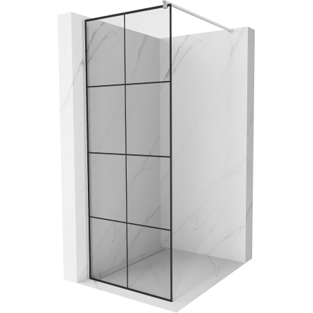 Mexen Kioto dušo siena Walk-in 80 x 200 cm, juodas tinklelis 8 mm, chromas - 800-080-101-01-77