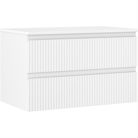 Mexen Rivel vonios spintelė po praustuvu 80 cm su stalviršiu, 2 stalčiai, gofruotas, baltas matinis - 91A20-08047-2-BFFC01