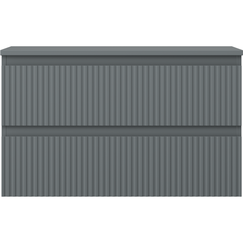 Mexen Rivel vonios spintelė po praustuvu 80 cm su stalviršiu, 2 stalčiai, grioveliais, matinė grafito spalva