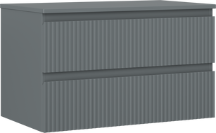 Mexen Rivel vonios spintelė po praustuvu 80 cm su stalviršiu, 2 stalčiai, grioveliais, matinė grafito spalva