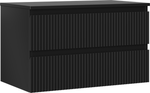 Mexen Rivel vonios kambario spintelė su stalviršiu po praustuvu, 80 cm, 2 stalčiai, rifliuota, juoda mat - 91A20-08047-2-BFFC71