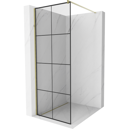 Mexen Kioto dušo sienelė Walk-in 90 x 200 cm, juodas tinklelis 8 mm, auksinė - 800-090-101-50-77