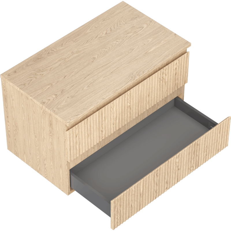 Mexen Rivel vonios spintelė po praustuvu 80 cm su stalviršiu, 2 stalčiai, tekstūruota, ąžuolas - 91A20-08047-2-BFFC81