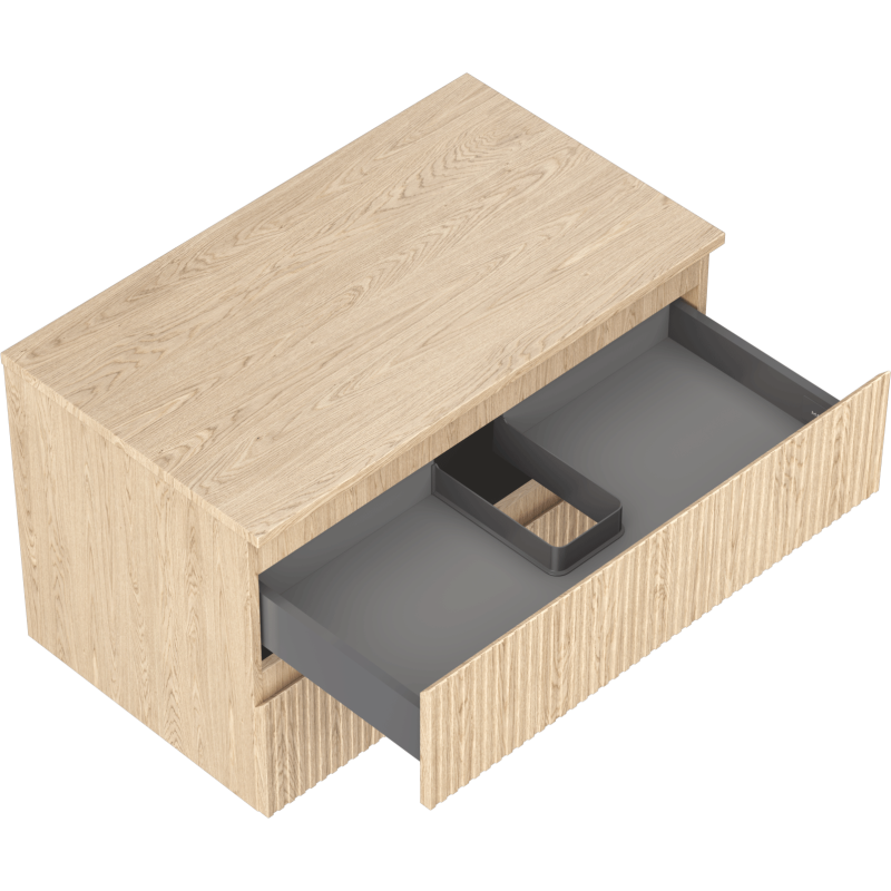 Mexen Rivel vonios spintelė po praustuvu 80 cm su stalviršiu, 2 stalčiai, tekstūruota, ąžuolas - 91A20-08047-2-BFFC81