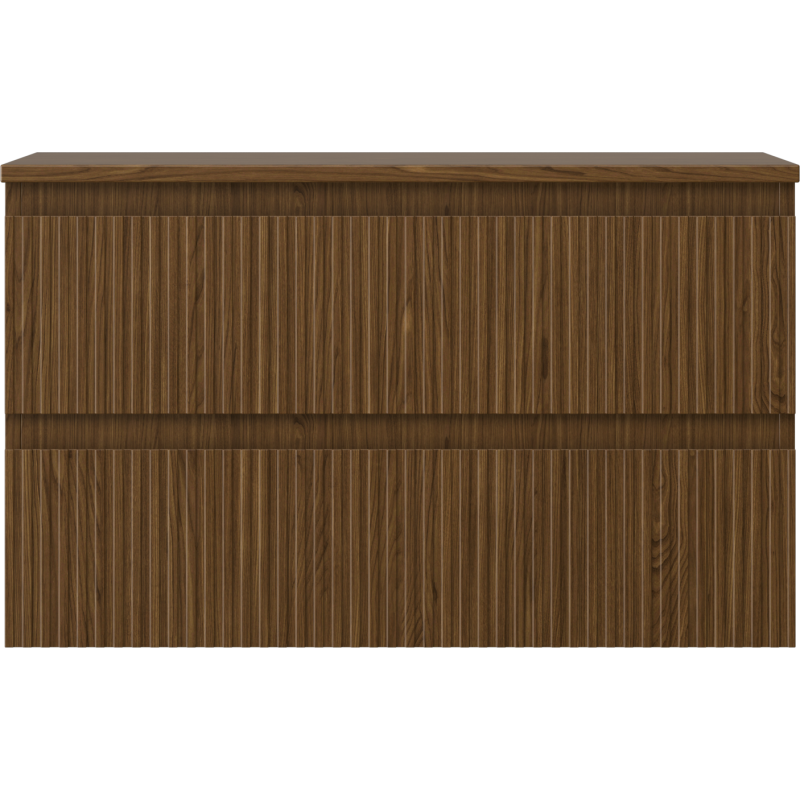 Mexen Rivel vonios spintelė po praustuvu 80 cm su stalviršiu, 2 stalčiai, rifliuota, graikinis riešutas - 91A20-08047-2-BFFC86