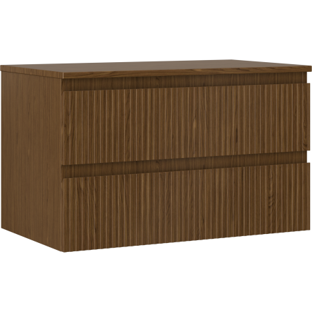 Mexen Rivel vonios spintelė po praustuvu 80 cm su stalviršiu, 2 stalčiai, rifliuota, graikinis riešutas - 91A20-08047-2-BFFC86