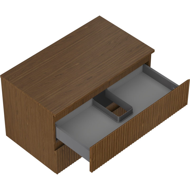 Mexen Rivel vonios spintelė po praustuvu 80 cm su stalviršiu, 2 stalčiai, rifliuota, graikinis riešutas - 91A20-08047-2-BFFC86