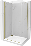 Mexen Lima sulankstoma dušo kabina 70 x 80 cm, Skaidrus, Auksinė + dušo padėklas Flat - 856-070-080-50-00-4010