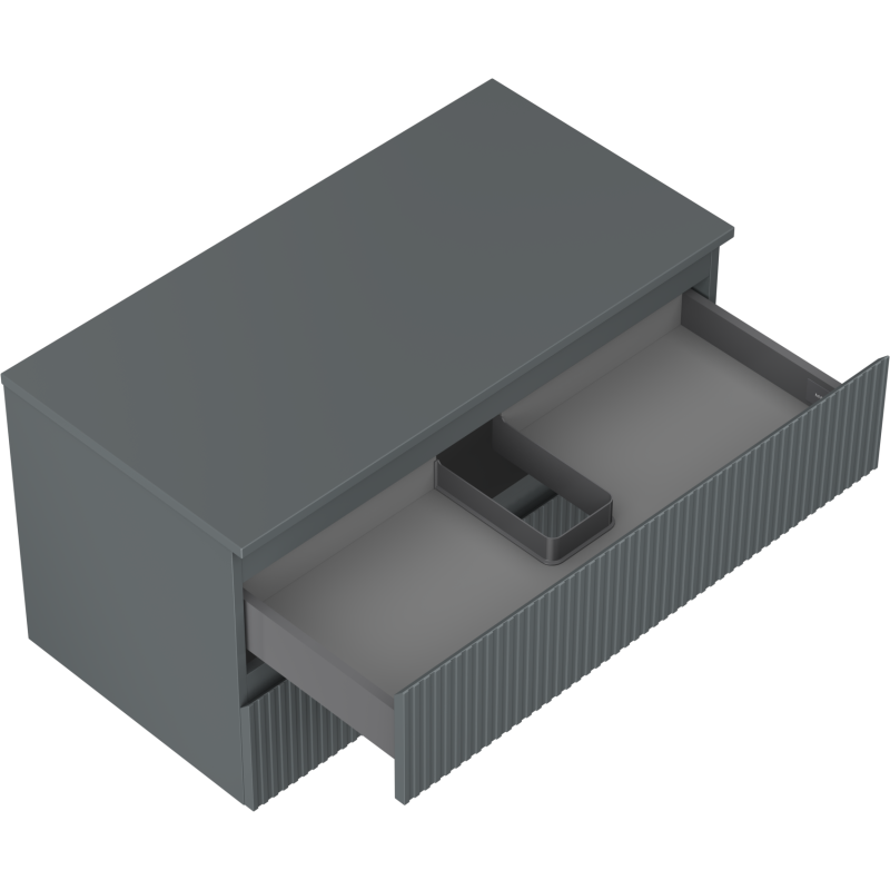 Mexen Rivel vonios spintelė po praustuvu 90 cm su stalviršiu, 2 stalčiais, grioveliais, grafito matinė - 91A20-09047-2-BFFC66