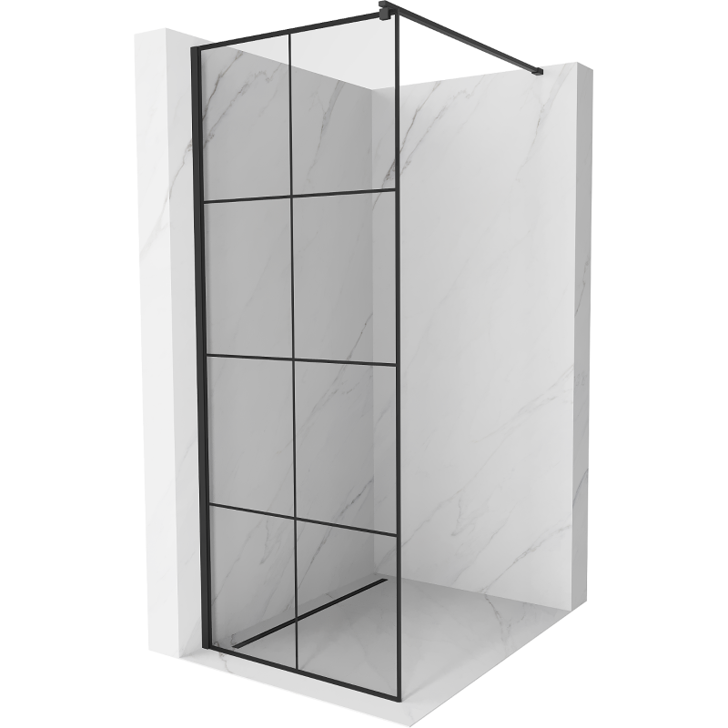 Mexen Kioto dušo siena Walk-in 80 x 200 cm, juodas tinklelis 8 mm, juodas - 800-080-101-70-77
