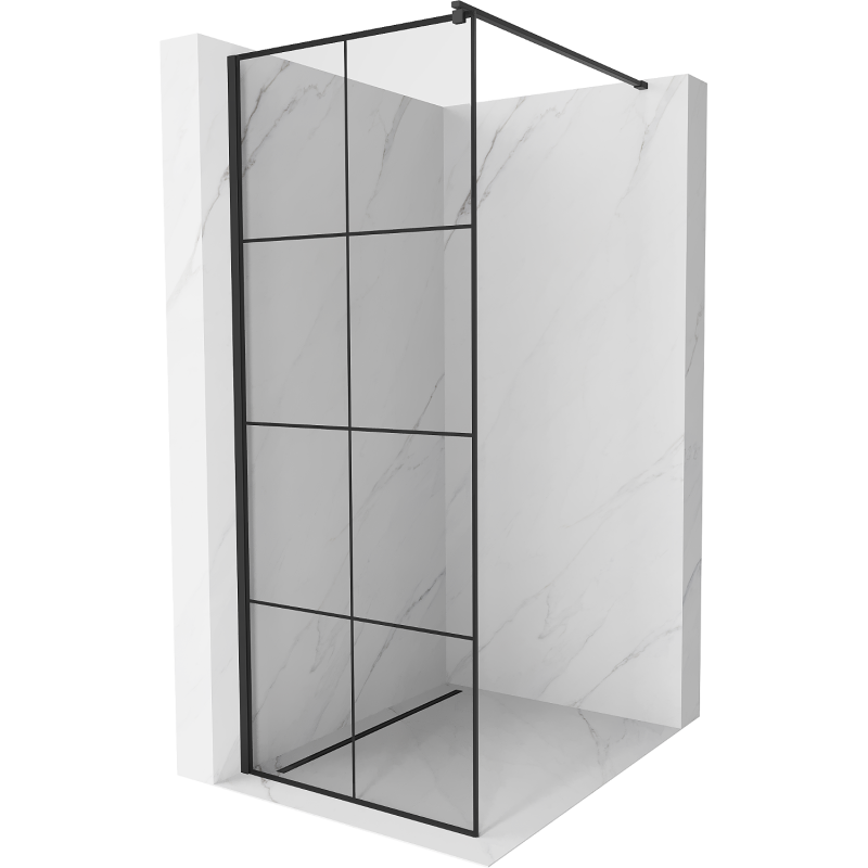 Mexen Kioto dušo sienelė Walk-in 90 x 200 cm, juodas tinklelis 8 mm, juoda - 800-090-101-70-77
