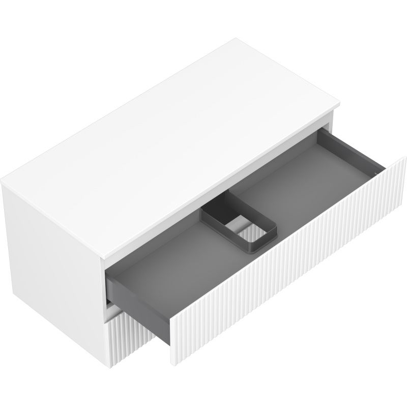 Mexen Rivel vonios spintelė po praustuvu 100 cm su stalviršiu, 2 stalčiai, rifliuota, balta matinė - 91A20-10047-2-BFFC01