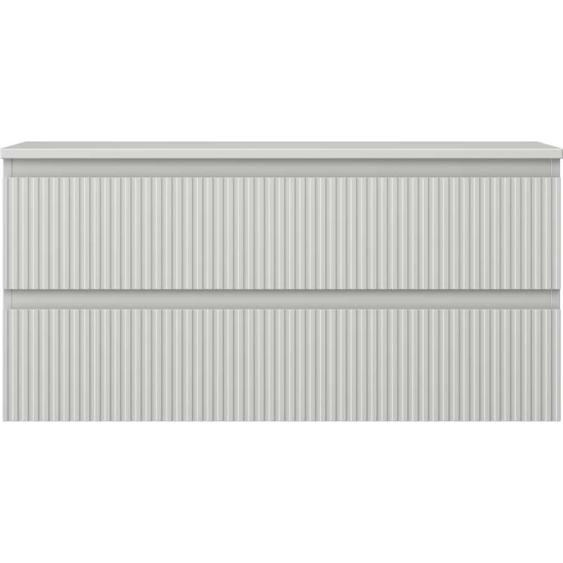 Mexen Rivel vonios kambario spintelė po praustuvu 100 cm su stalviršiu, 2 stalčiai, grioveliai, pilkai matinė