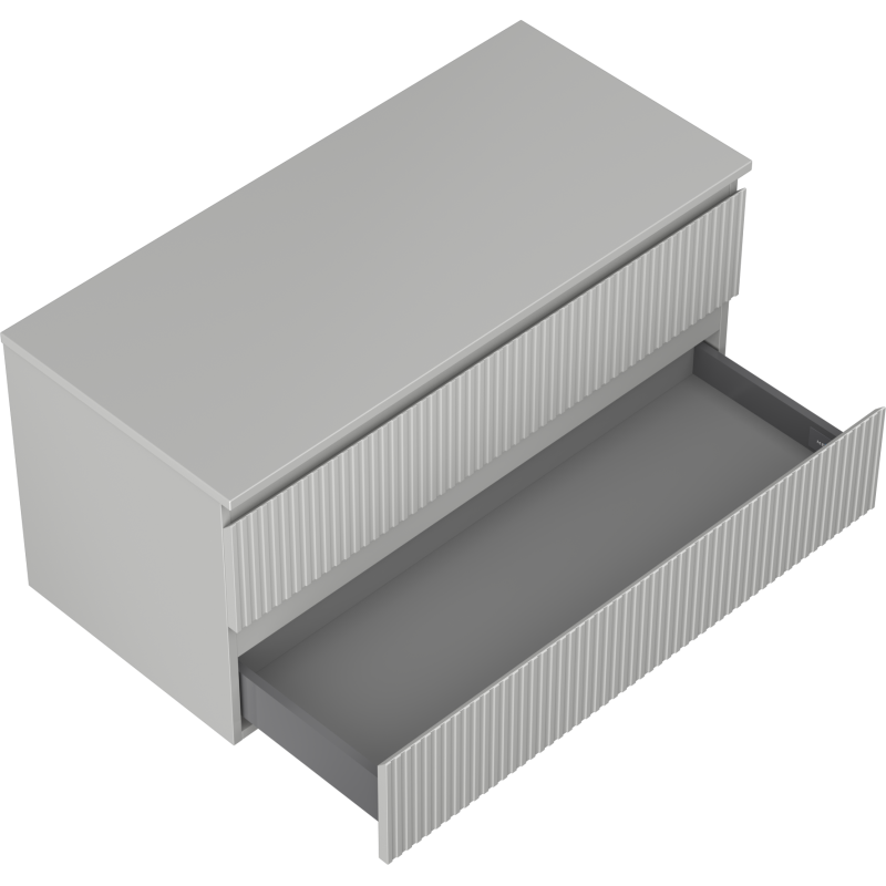 Mexen Rivel vonios kambario spintelė po praustuvu 100 cm su stalviršiu, 2 stalčiai, grioveliai, pilkai matinė
