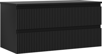 Mexen Rivel vonios spintelė po praustuvu 100 cm su stalviršiu, 2 stalčiai, rifliuota, juoda matinė - 91A20-10047-2-BFFC71