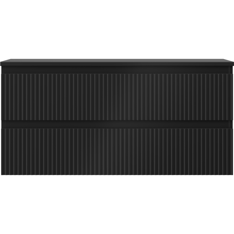 Mexen Rivel vonios spintelė po praustuvu 100 cm su stalviršiu, 2 stalčiai, rifliuota, juoda matinė - 91A20-10047-2-BFFC71